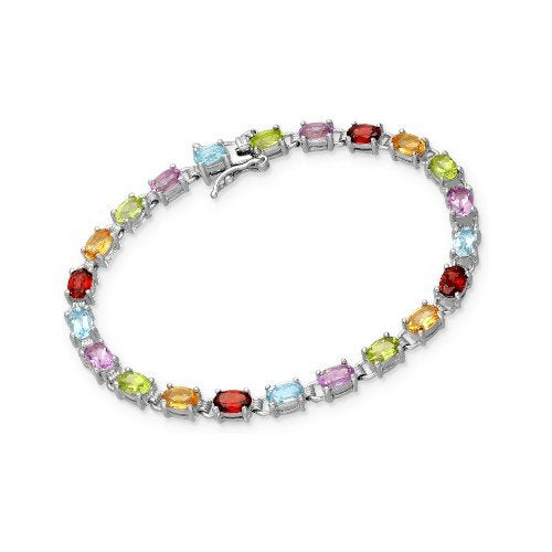 Gemstone Tennis Bracelet multicolor in sterling silver 1