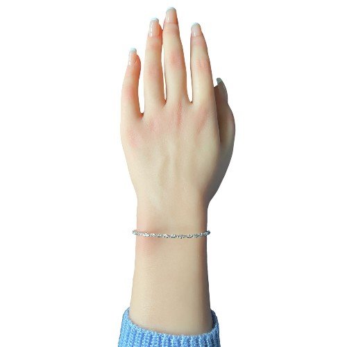 Beaded twist bracelet in sterling silver for women 3