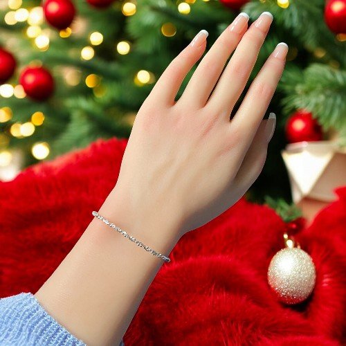 Beaded twist bracelet in sterling silver for women 2