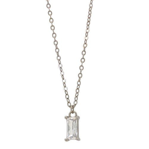 Rectangular Crystal Pendant Necklace 925 sterling silver 1
