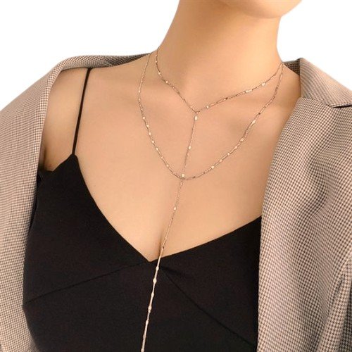 Gold Lariat Necklace gold plated in sterling silver 3