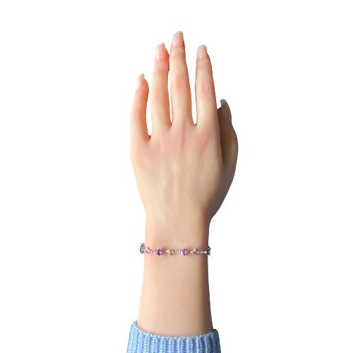 Purple heart link bracelet in 925 sterling silver 3