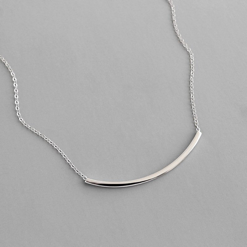Curved Bar Necklace in sterling silver 4