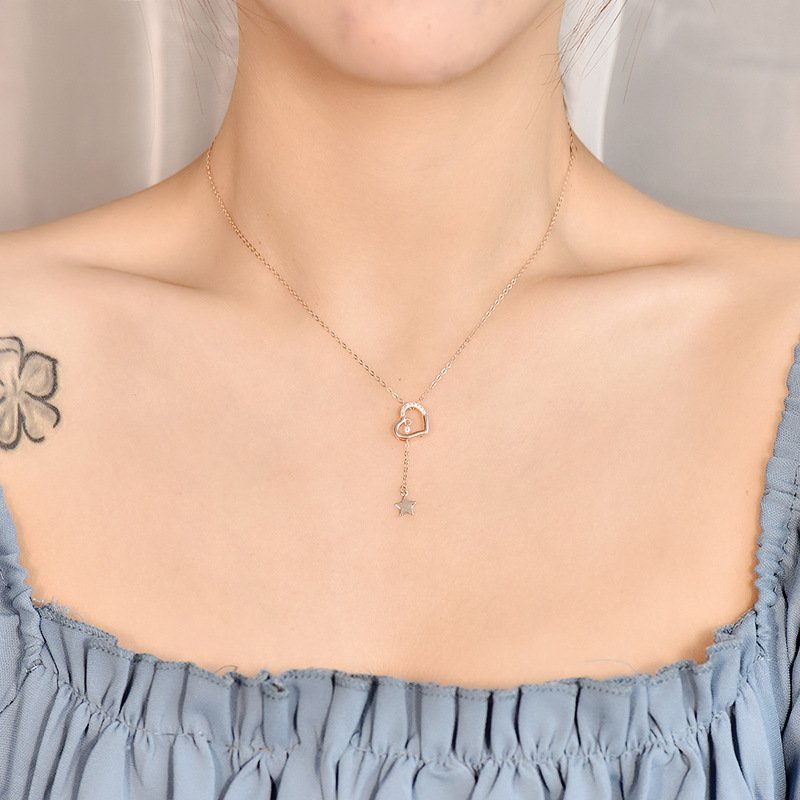 Heart Pendant Necklace rose gold in sterling silver 4