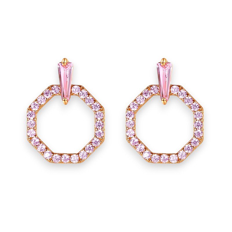 Pink Octagon Drop Earrings1