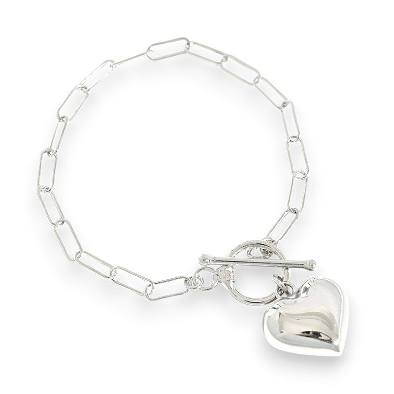 Heart Charm Link Bracelet in 925 sterling silver 1