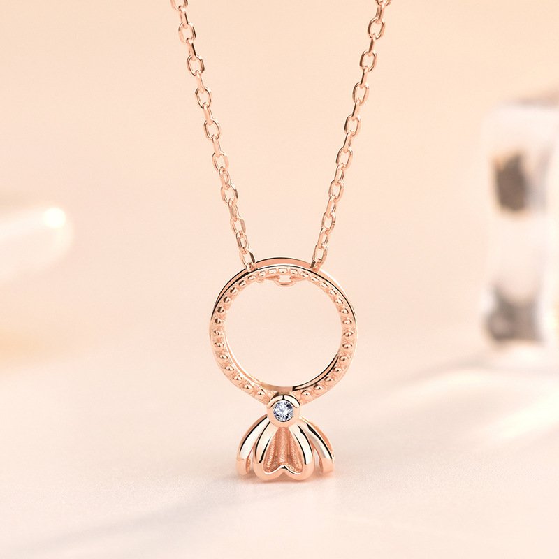 Flower Drop Necklace rose gold color in sterling silver 2