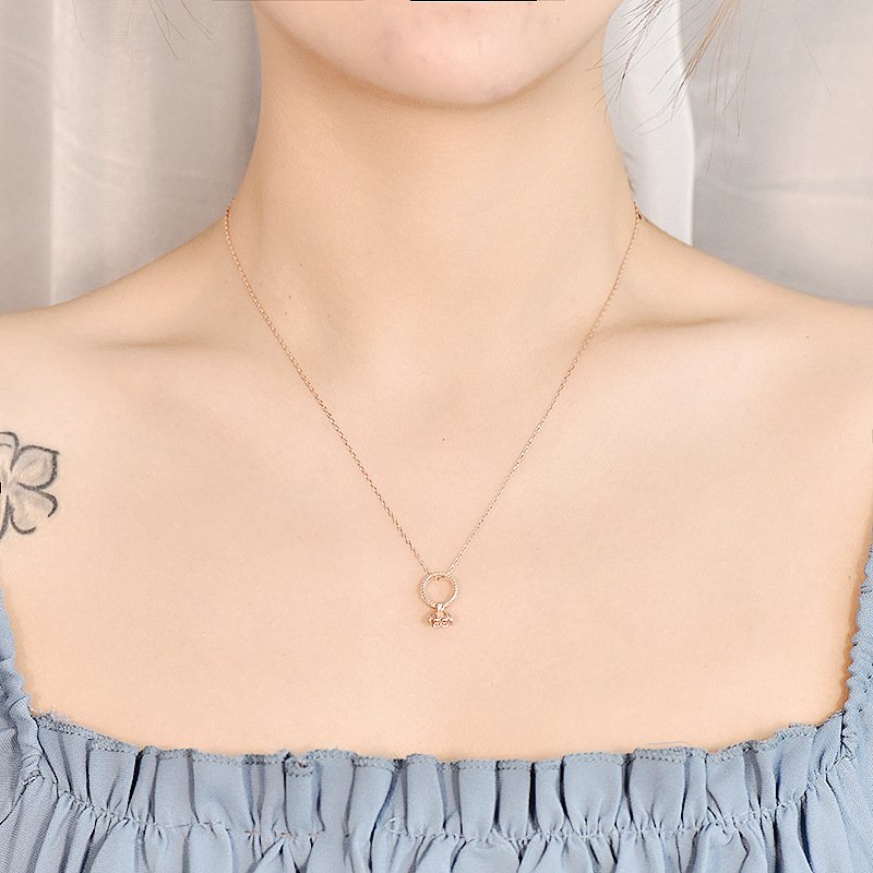 Flower Drop Necklace rose gold color in sterling silver 3