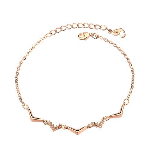 Elegant rose gold chevron bracelet crafted from 925 sterling silver 1