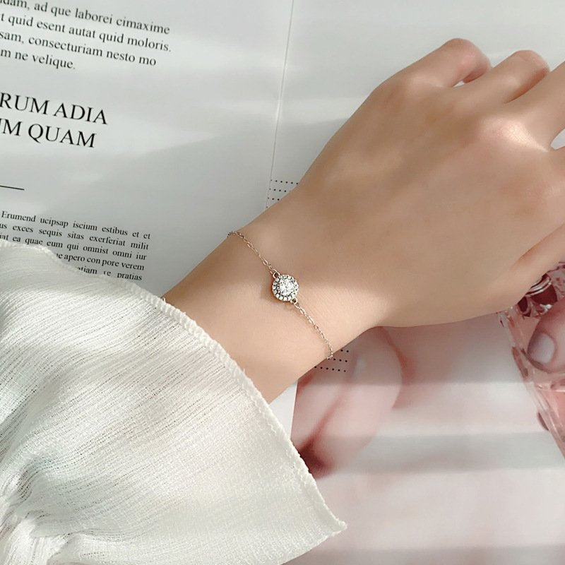 Round Moissanite Bracelet for women in sterling silver 5