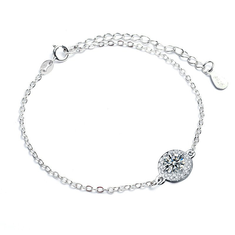Round Moissanite Bracelet for women in sterling silver 1
