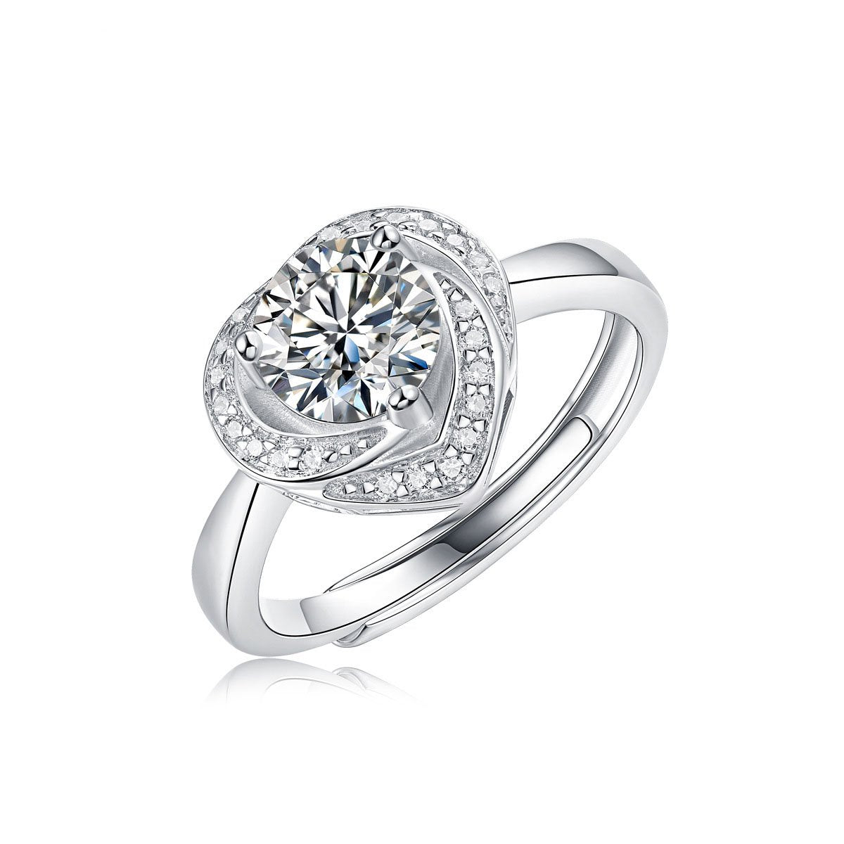 Heart Shaped Solitaire Ring in sterling silver 1