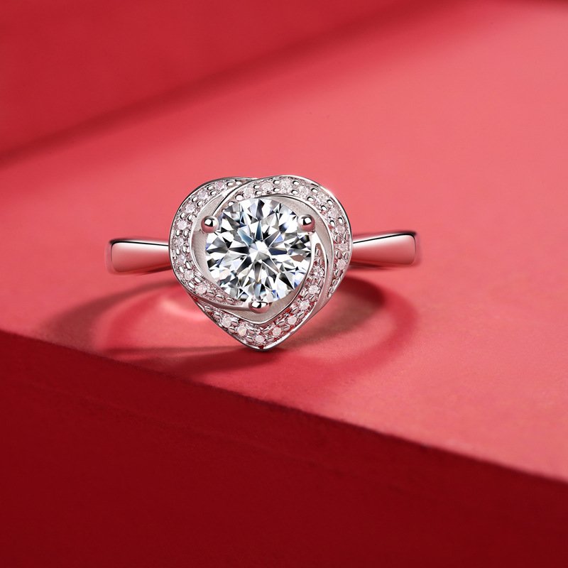 Heart Shaped Solitaire Ring in sterling silver 4