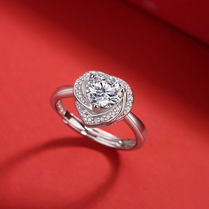 Heart Shaped Solitaire Ring in sterling silver 3