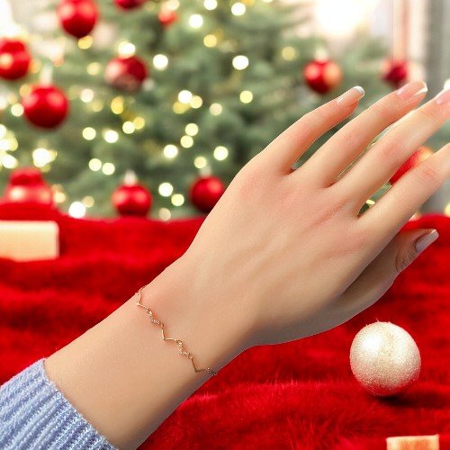 Elegant rose gold chevron bracelet crafted from 925 sterling silver 2