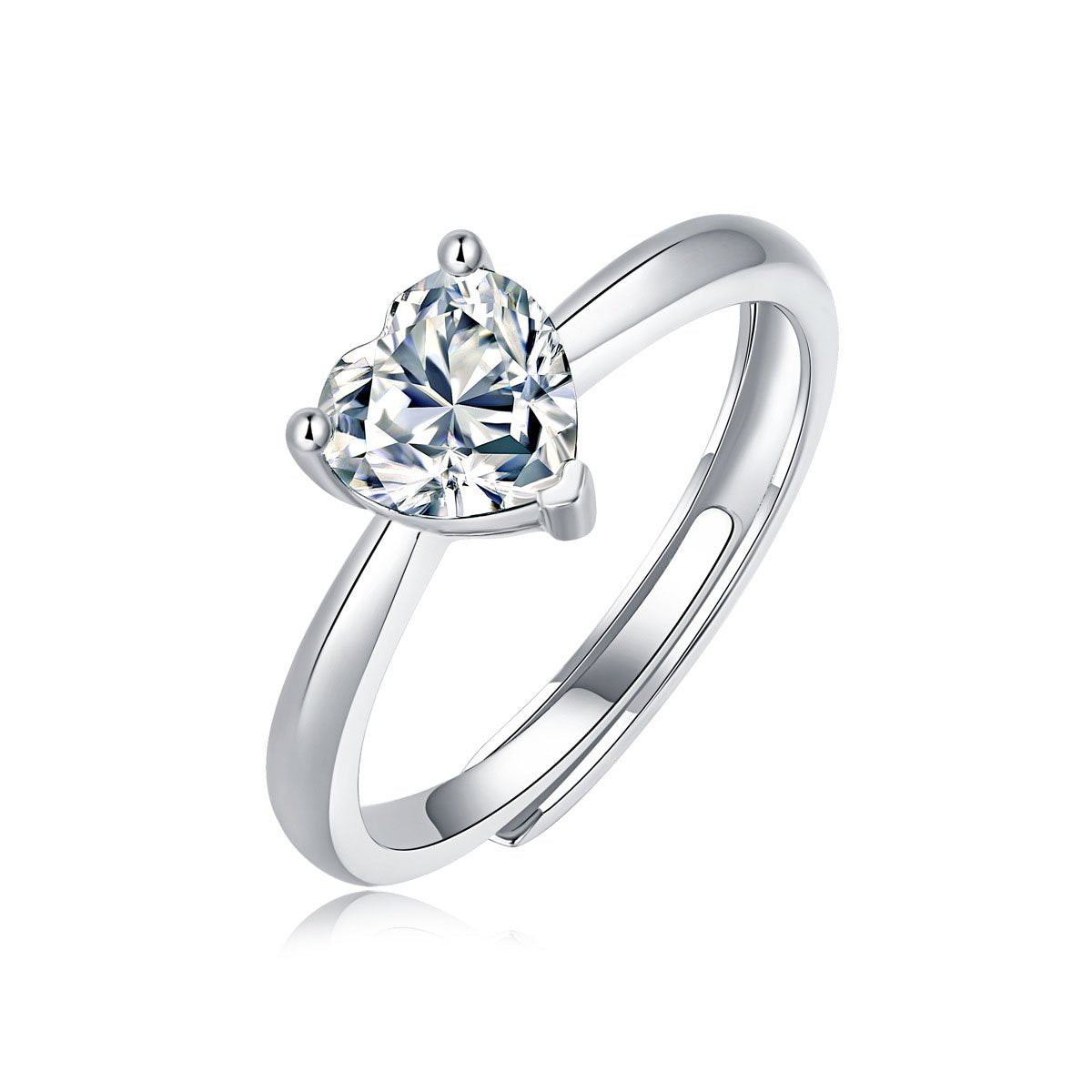 Heart Solitaire Ring in sterling silver 1
