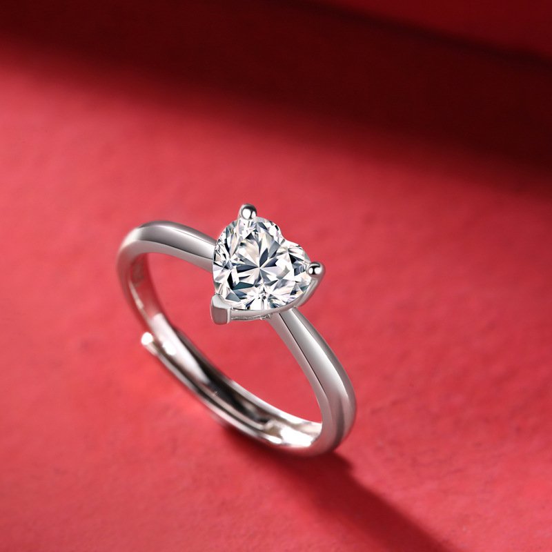 Heart Solitaire Ring in sterling silver 4
