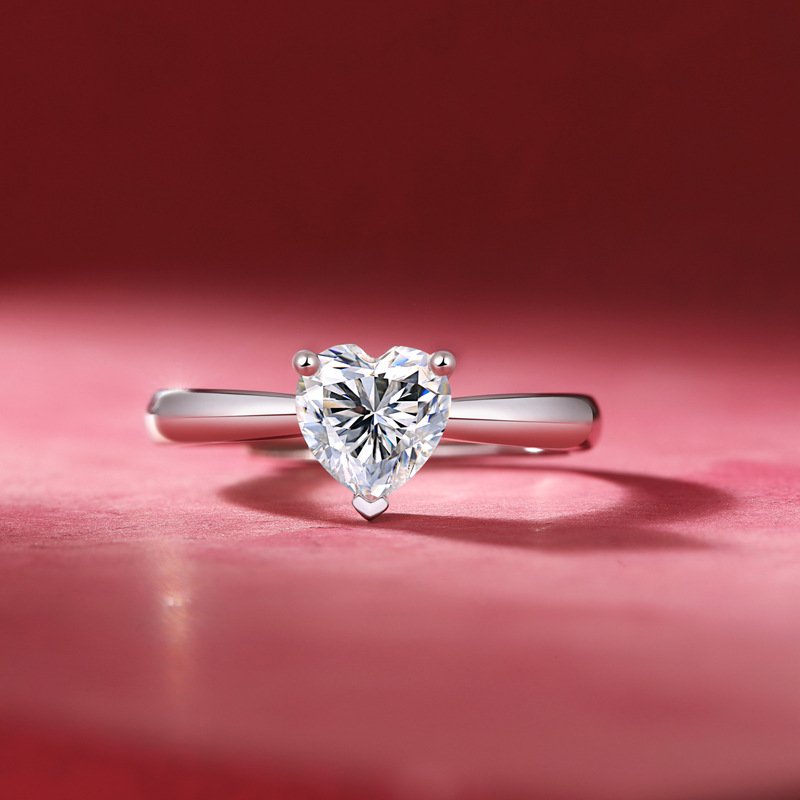 Heart Solitaire Ring in sterling silver 3