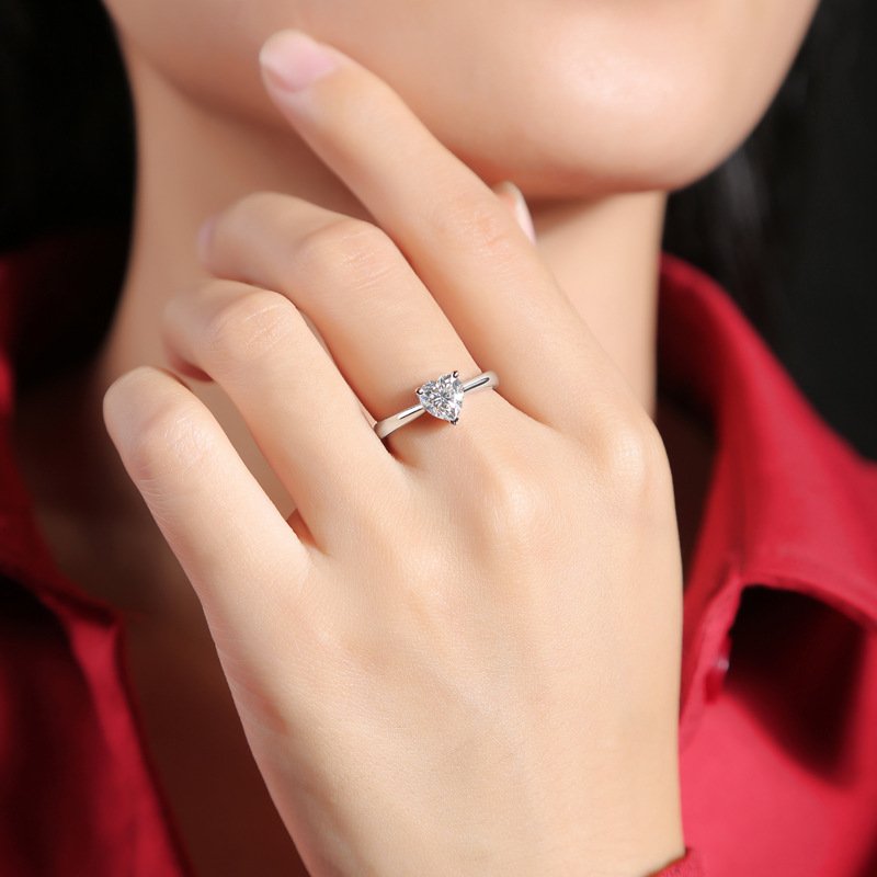 Heart Solitaire Ring in sterling silver 2
