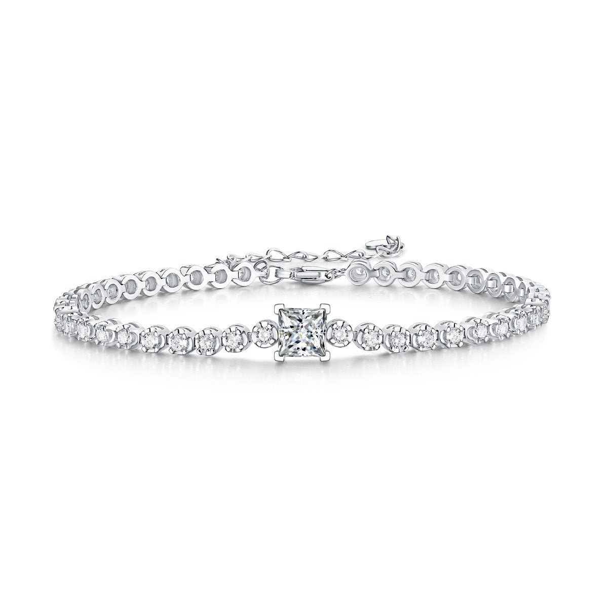 tennis bracelet in 925 sterling silver princess-cut zirconia 1