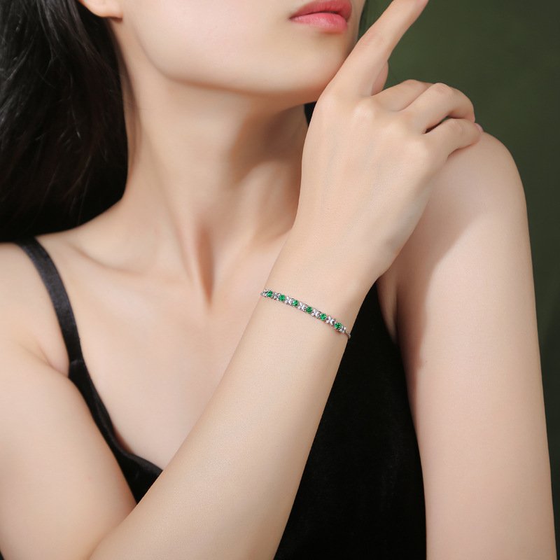 Green Jade Bracelet for women in 925 sterling silver 4