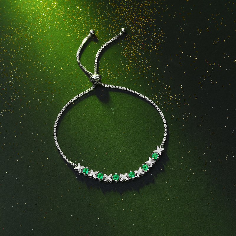 Green Jade Bracelet for women in 925 sterling silver 3