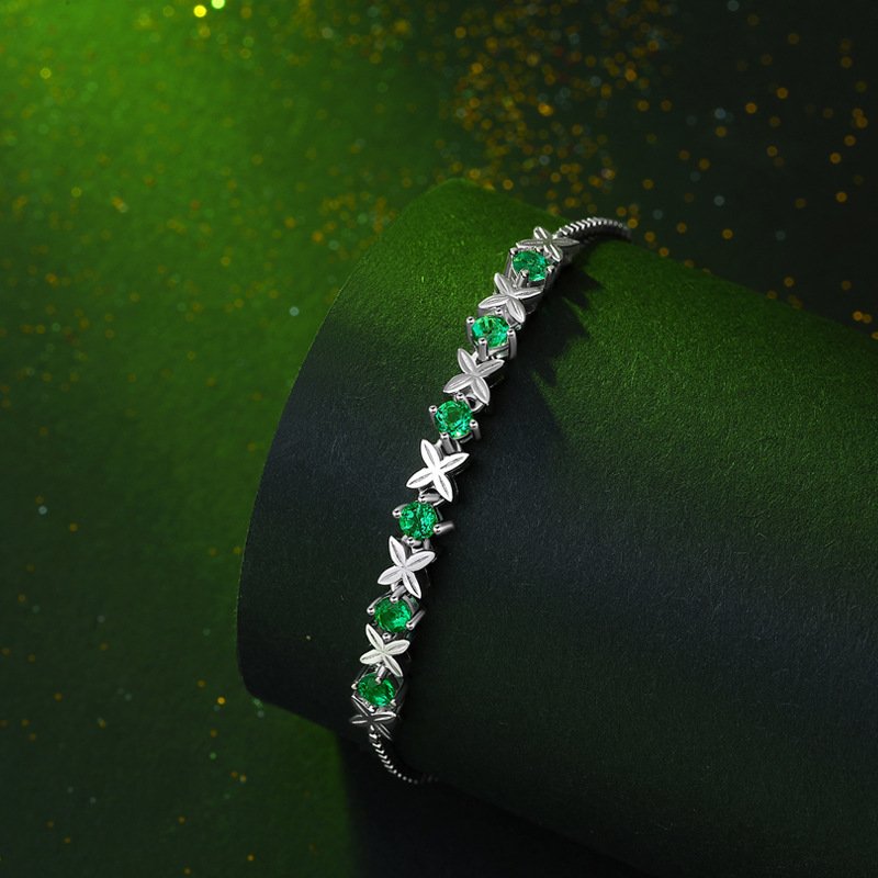 Green Jade Bracelet for women in 925 sterling silver 2