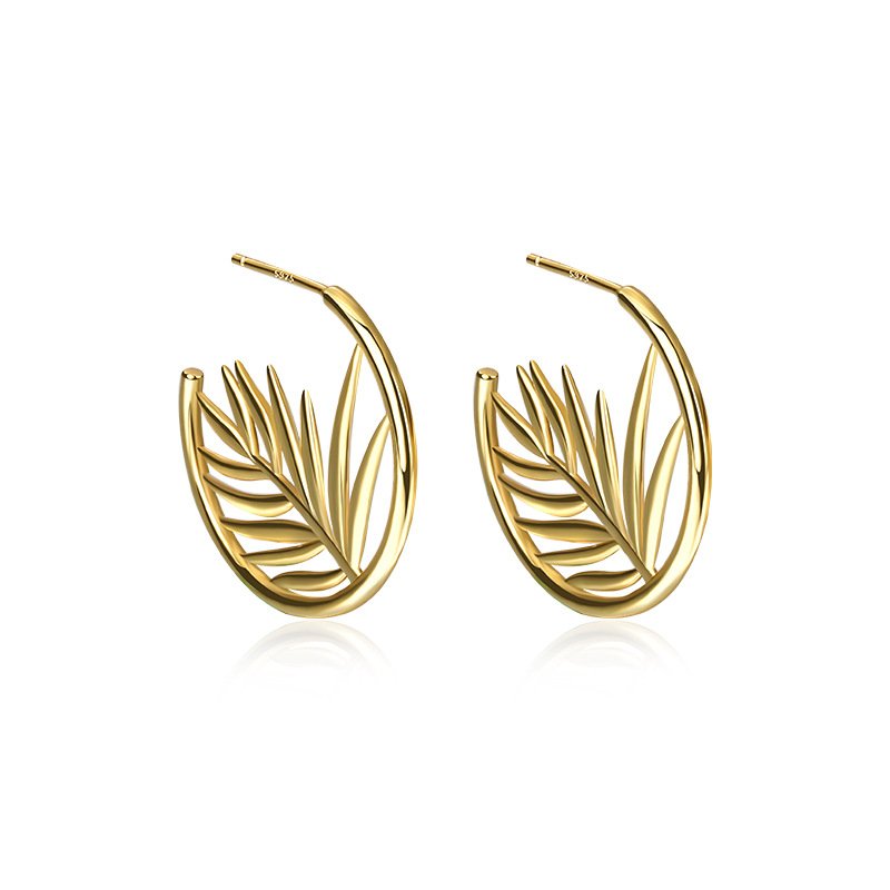 Palm Leaf Hoop Earrings1