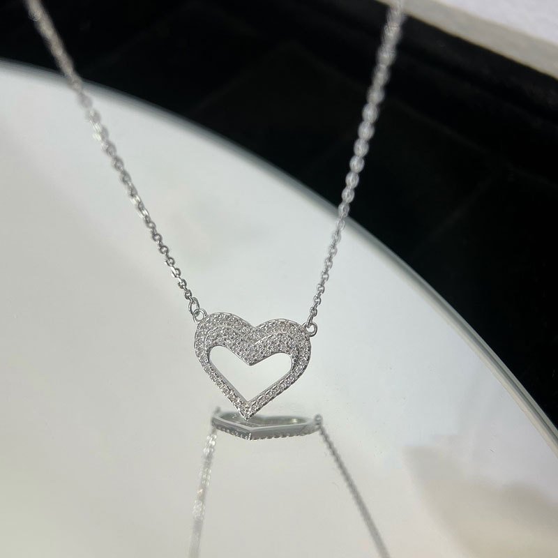 Silver Hollow Heart Necklace in sterling silver 5