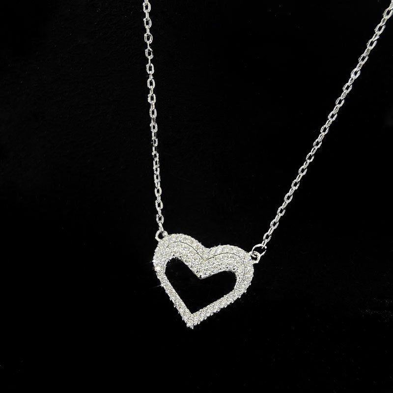 Silver Hollow Heart Necklace in sterling silver 4