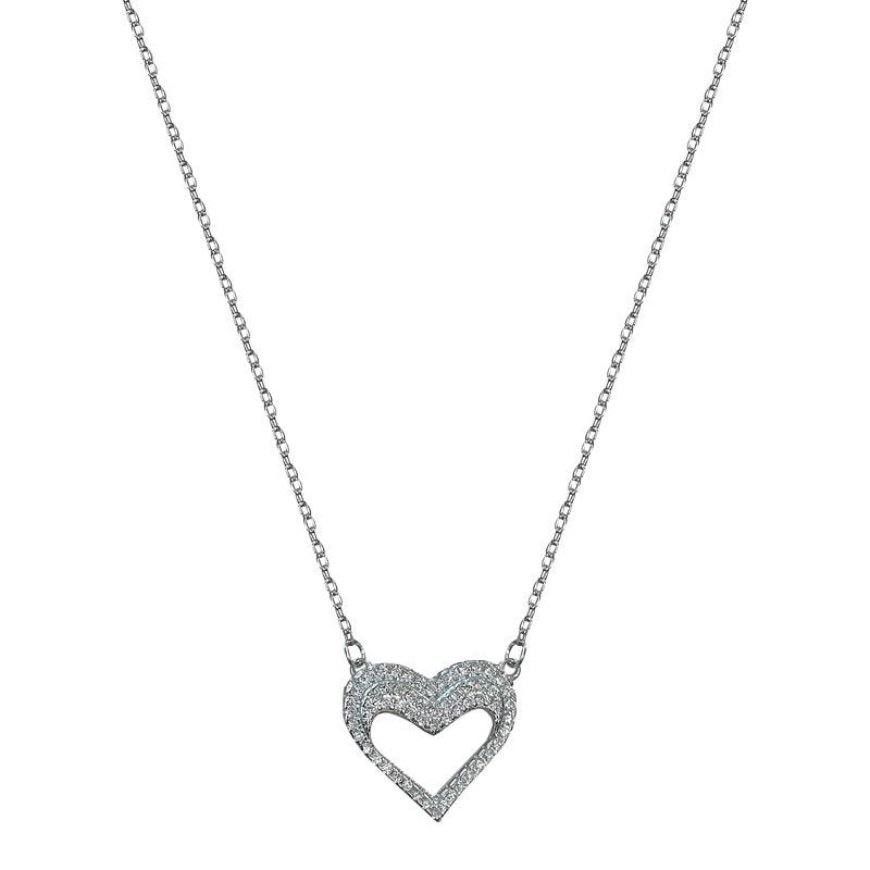 Silver Hollow Heart Necklace in sterling silver 1