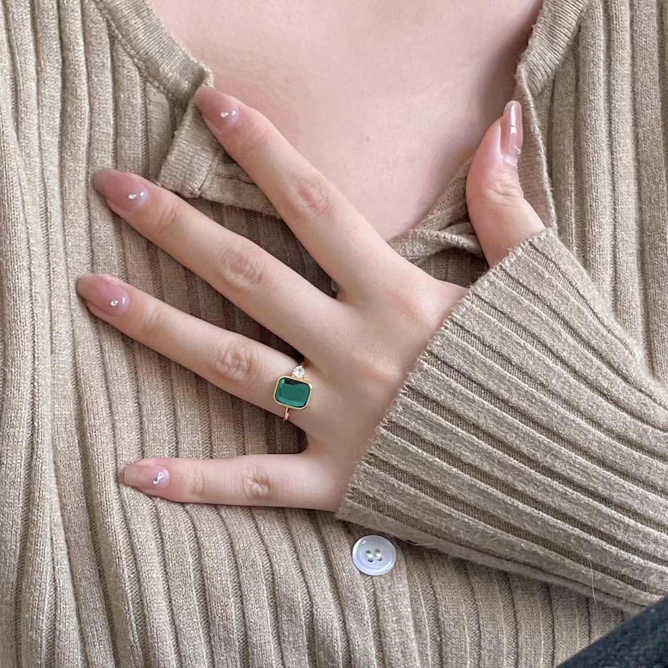 Green Gemstone Ring in sterling silver 2