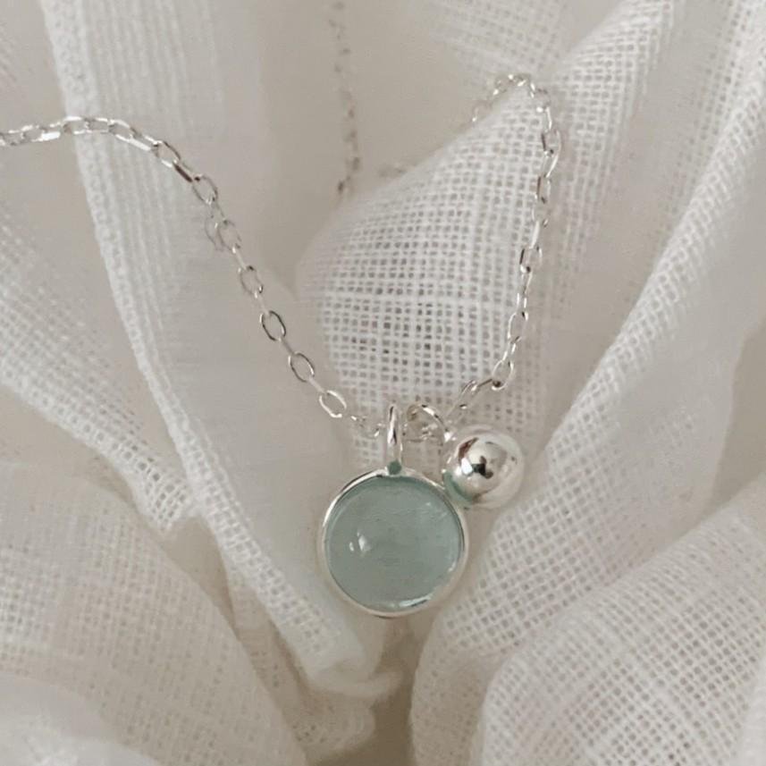Aqua Charm Pendant Necklace in sterling silver 5
