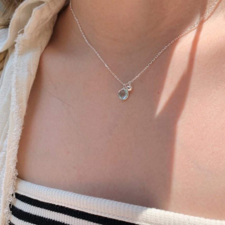 Aqua Charm Pendant Necklace in sterling silver 2