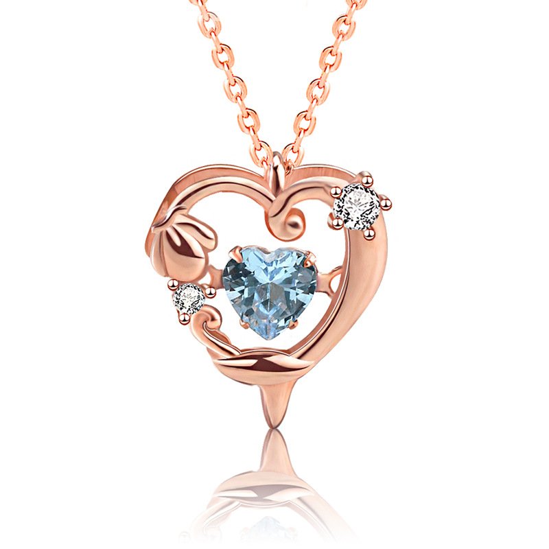Gemstone Heart Pendant Necklace rose gold in sterling silver 1