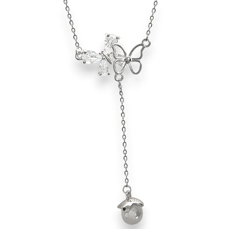 Butterfly Pearl Pendant Necklace in 925 sterling silver 1