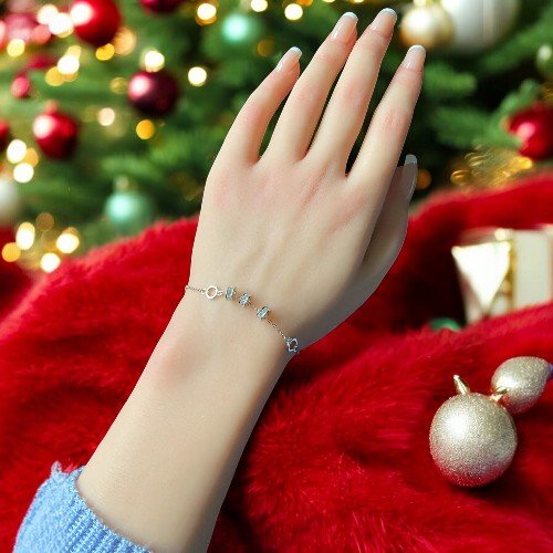 Beads charm bracelet in accents designed in a lustrous silver color 3