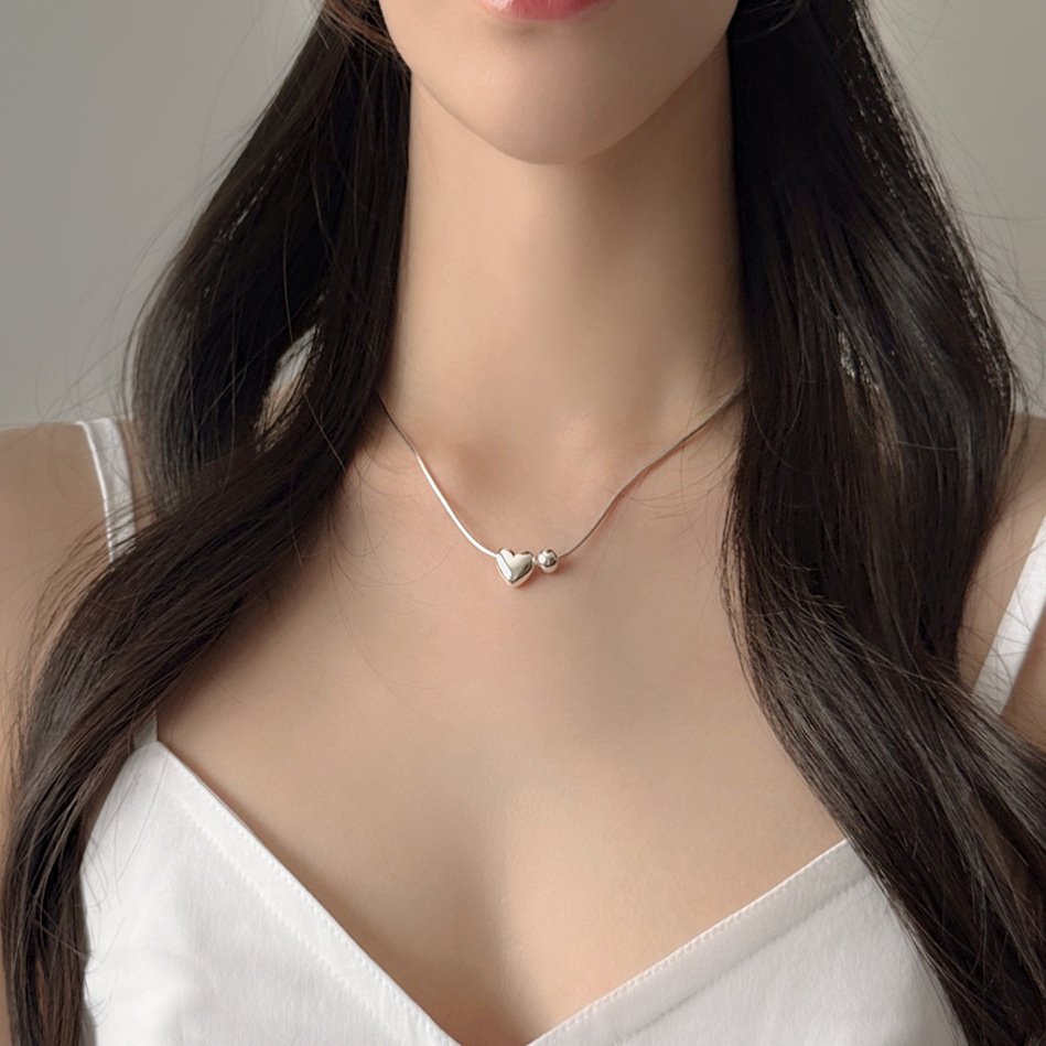 Heart Sphere Necklace sterling silver 4