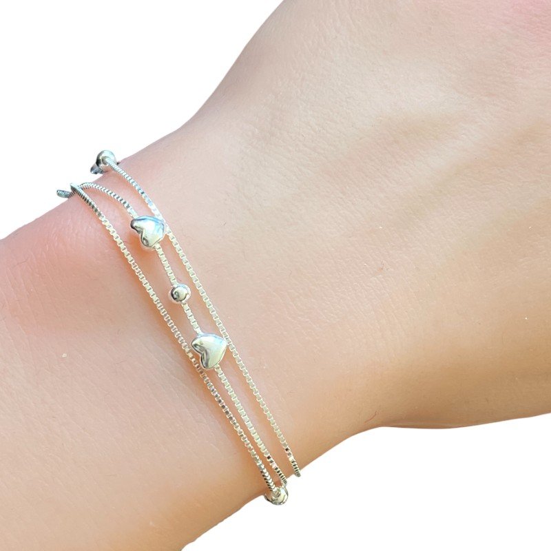 Heart Charm Bracelet in 925 Sterling Silver
