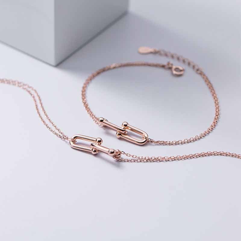 Chain link bracelet in 925 sterling silver and rose gold 3