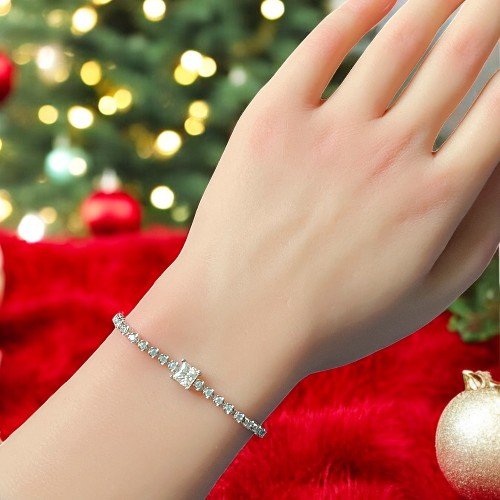 tennis bracelet in 925 sterling silver princess-cut zirconia 2