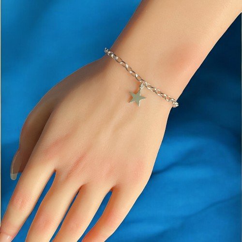 Enchanting star charm chain bracelet crafted in polished 925 sterling silver 4