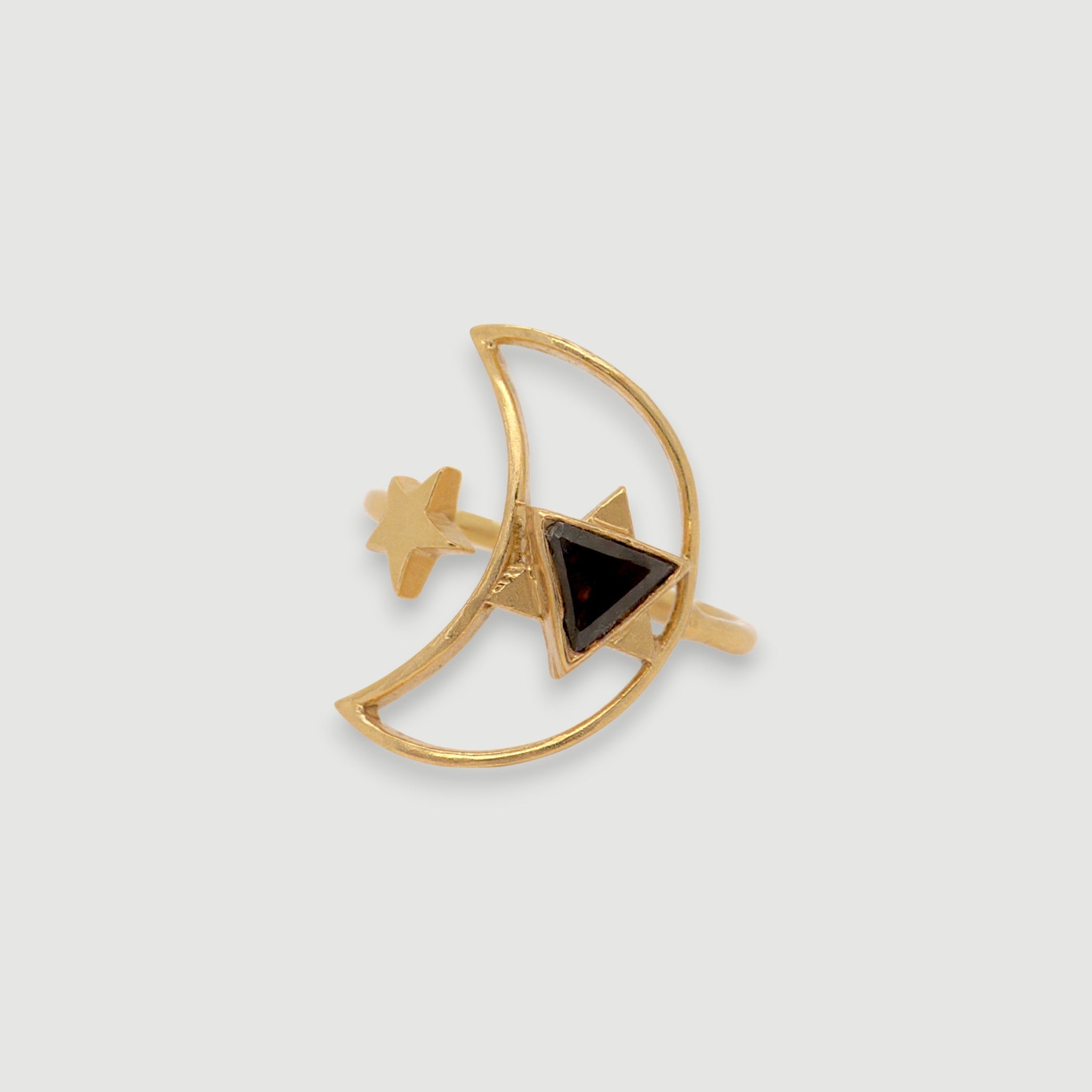 Celestial Labradorite Moon & Star Ring
