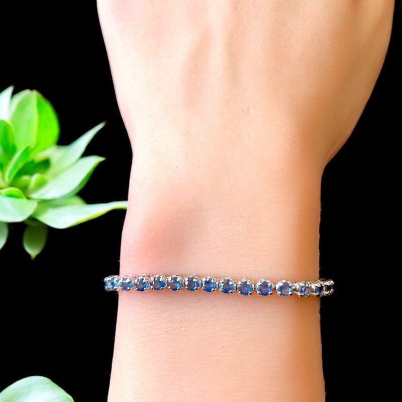 Blue Sapphire Bracelet in sterling silver for women 5