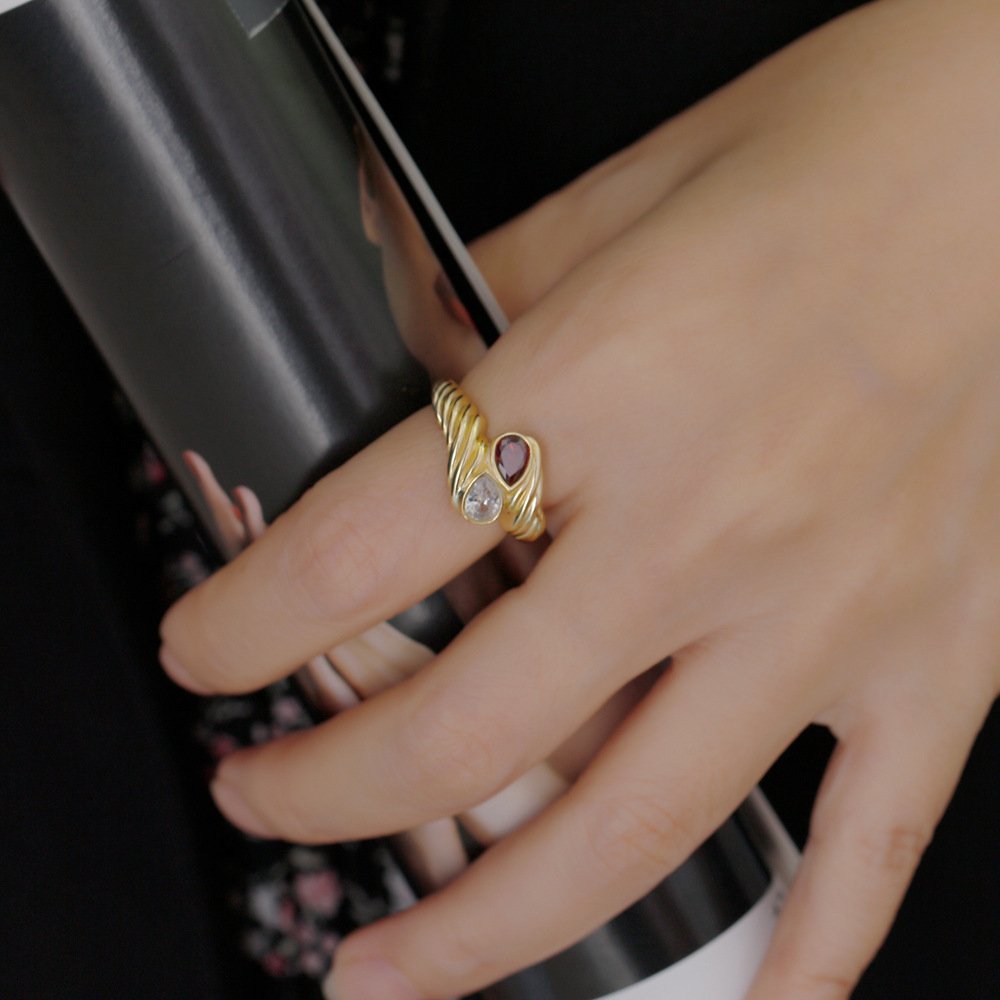 Dual Gemstone Open Ring2