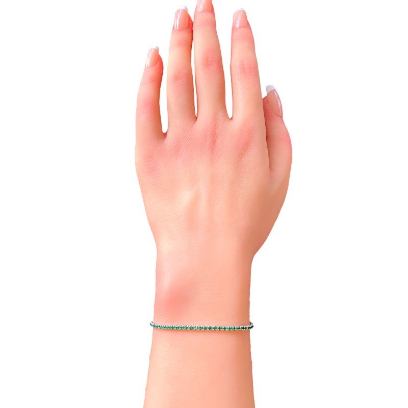 Green Emerald Tennis Bracelet in 925 sterling silver for women 2
