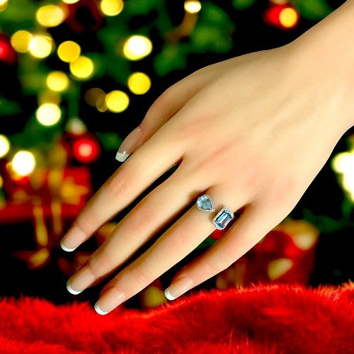 Blue Topaz Open Ring in sterling silver 4