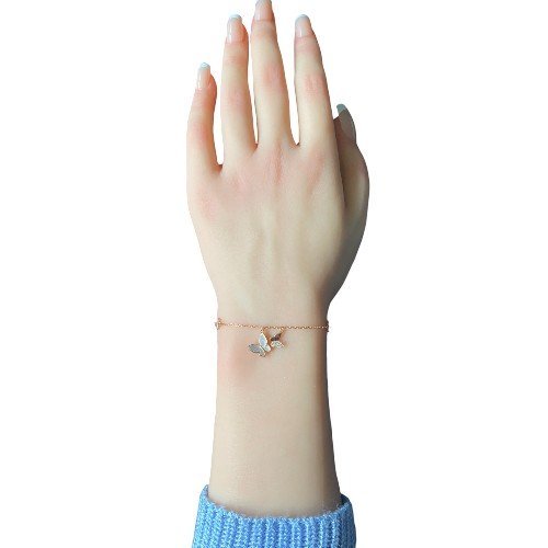 Butterflies charm bracelet in a rose gold finish with charming star pendants crafted in 925 sterling silver 2