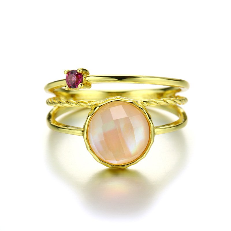 pink shell pearl ring in sterling silver 3