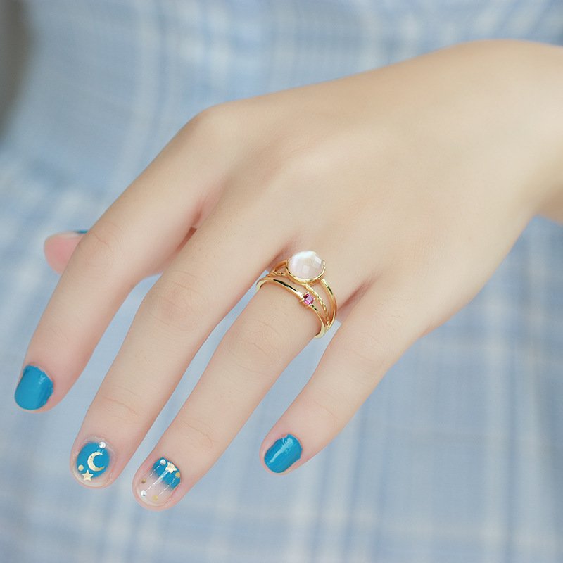 pink shell pearl ring in sterling silver 5